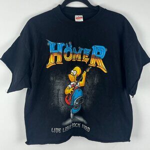 Ideal Supreme T Shirt Size XL Black Short Sleeve Crew Neck Cropped Homer Simpson